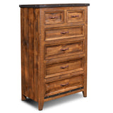 Sunset Trading Rustic City 6 Drawer Chest| Industrial Metal Accents