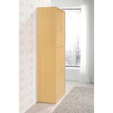 Hodedah 4-Door Kitchen Pantry With 4-Shelves, 5-Compartments In Beech