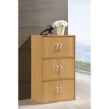 Hodedah 3-Shelf, 6-Door Bookcase In Beech