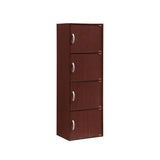 Hodedah 4-Shelf, 4-Door Bookcase In Mahogany