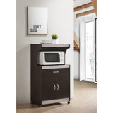 Hodedah Microwave Kitchen Cart In Chocolate-Grey