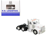 Peterbilt 367 Truck Tractor with Day Cab White and Articulated Tank Trailer Cemex White with Blue Stripes Combo Set 1/87 (HO)