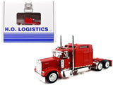 Kenworth W900L Truck Tractor with Sleeper Cab Red and Covered Grain Trailer White with Red Tarp Combo Set 1/87 (HO) Plastic Mode