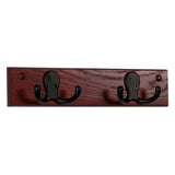 Wooden Mallet 2 Double Prong Hook Rail/Coat Rack, Black Hooks, Mahogany