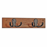 Wooden Mallet 2 Double Prong Hook Rail/Coat Rack, Black Hooks, Medium Oak