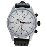 AG030801 Silver/Black Leather Strap Watch by Antoneli for Men 1 Pc Watch