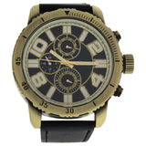 AG190502 Gold/Black Leather Strap Watch by Antoneli for Men 1 Pc Watch