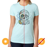 Girls Crew Tee Day of the Dead Ice Blue by DelSol for Women 1 Pc TShirt (2XL)