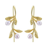Leaf and Pearl Earrings