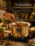 Traditional Brass Bhagona (Kalai Coated) | Heavy Peetal Cooking Pot with Tin-work - small