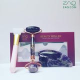 Amethyst Facial Roller, Gua Sha, Brush Set