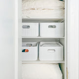 Wooden Ribbed Bins – White