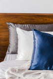 PURE SOL. Beauty Sleep Happy 100% Mulberry Silk Pillow Case - Silver