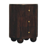 Curved Fluted 3-Drawer Bedside