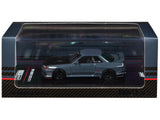 Nissan Skyline Top Secret GTR (R32) RHD (Right Hand Drive) Stealth Gray with Carbon Hood 1/64 Diecast Model Car by Inno Model