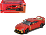 Nissan GTR50 By ItalDesign Red Metallic with Gold Accents 1/64 Diecast Model Car by Inno Models