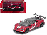 2025 Yangwang U9 Xtreme Test Car #02 Red Metallic with White Stripes and Carbon Top World Fastest EV Supercar 1/64 Diecast Mod