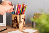 Krea-Wood pen holders colorful, Birch woodCat & Dogs