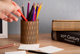Krea-Wood pen holders cutted, Oak woodCylindrical
