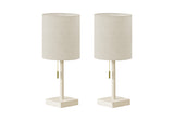 Lighting, Set Of 2, 17H, Table Lamp, Usb Port Included, Cream Metal, Beige Shade, Contemporary