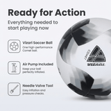 Vizari Comet Soccer Ball – Black, Machine-Sewn 8-Panel Training Ball