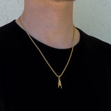 Italian Mano Cornuto Gold Pendant Necklace Set