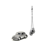 1959 Volkswagen Beetle Gray Metallic with Silver Flames and Boxing Gloves Accessory Punch Buggy Series 1/32 Diecast Model Car