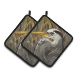 Caroline'S Treasures Blue Heron Pair Of Pot Holders Jmk1229Pthd, 7.5Hx7.5W, Multicolor