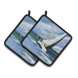 Caroline'S Treasures Two & A Sailboat Pair Of Pot Holders Jmk1232Pthd, 7.5Hx7.5W, Multicolor