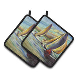 Caroline'S Treasures Knost Reggata Sailboats Pair Of Pot Holders Jmk1236Pthd, 7.5Hx7.5W, Multicolor