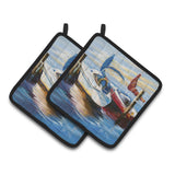 Caroline'S Treasures Symmetry Sailboats Pair Of Pot Holders Jmk1242Pthd, 7.5Hx7.5W, Multicolor