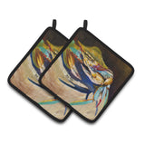 Caroline'S Treasures Crab To Claw Up Crab Pair Of Pot Holders Jmk1258Pthd, 7.5Hx7.5W, Multicolor