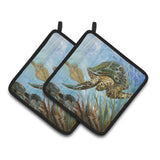 Caroline'S Treasures Loggerhead Sea Turtle Pair Of Pot Holders Jmk1261Pthd, 7.5Hx7.5W, Multicolor