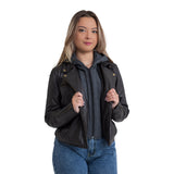 Camilla Women's Leather Jacket with Detachable Hoodie