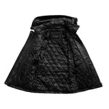 Everly Women's Black 3/4 Leather Coat with Detachable Hood