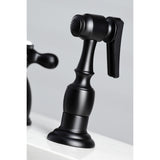 Kingston Brass Kb1790Axbs 8-Inch Widespread Kitchen Faucet With Brass Sprayer, Matte Black