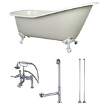 Aqua Eden Kct7D653129Cw 62-Inch Cast Iron Single Slipper Clawfoot Tub Combo With Faucet And Supply Lines, White