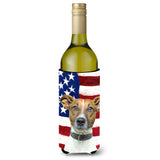 Usa American Flag With Jack Russell Terrier Wine Bottle Beverage Insulator Hugger Kj1155Literk
