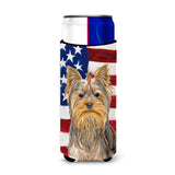Usa American Flag With Yorkie / Yorkshire Terrier Ultra Beverage Insulators For Slim Cans Kj1156Muk