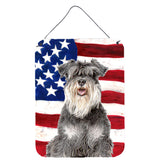 Caroline'S Treasures Kj1157Ds1216 Usa American Flag With Schnauzer Wall Or Door Hanging Prints, 16 X 12