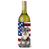 Usa American Flag With Schnauzer Wine Bottle Beverage Insulator Hugger Kj1157Literk