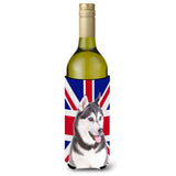 Alaskan Malamute With English Union Jack British Flag Wine Bottle Beverage Insulator Hugger Kj1161Literk