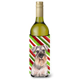 Candy Cane Holiday Christmas Schnauzer Wine Bottle Beverage Insulator Hugger Kj1172Literk