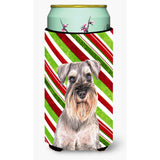 Candy Cane Holiday Christmas Schnauzer Tall Boy Beverage Insulator Hugger Kj1172Tbc