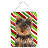 Caroline'S Treasures Candy Cane Holiday Christmas Yorkie Puppy/Yorkshire Terrier Wall Or Door Hanging Prints, 16 X 12,