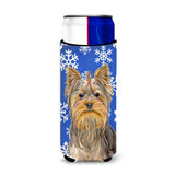 Winter Snowflakes Holiday Yorkie / Yorkshire Terrier Ultra Beverage Insulators For Slim Cans Kj1177Muk