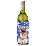Winter Snowflakes Holiday Schnauzer Wine Bottle Beverage Insulator Hugger Kj1179Literk