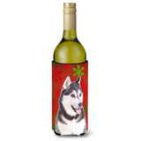 Red Snowflakes Holiday Christmas Alaskan Malamute Wine Bottle Beverage Insulator Hugger Kj1182Literk