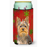 Red Snowflakes Holiday Christmas Yorkie / Yorkshire Terrier Tall Boy Beverage Insulator Hugger Kj1184Tbc