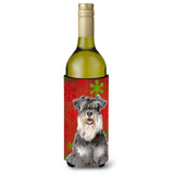 Red Snowflakes Holiday Christmas Schnauzer Wine Bottle Beverage Insulator Hugger Kj1185Literk